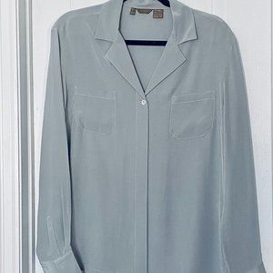 100% Silk Blouse in Pale Slate Blue Gray